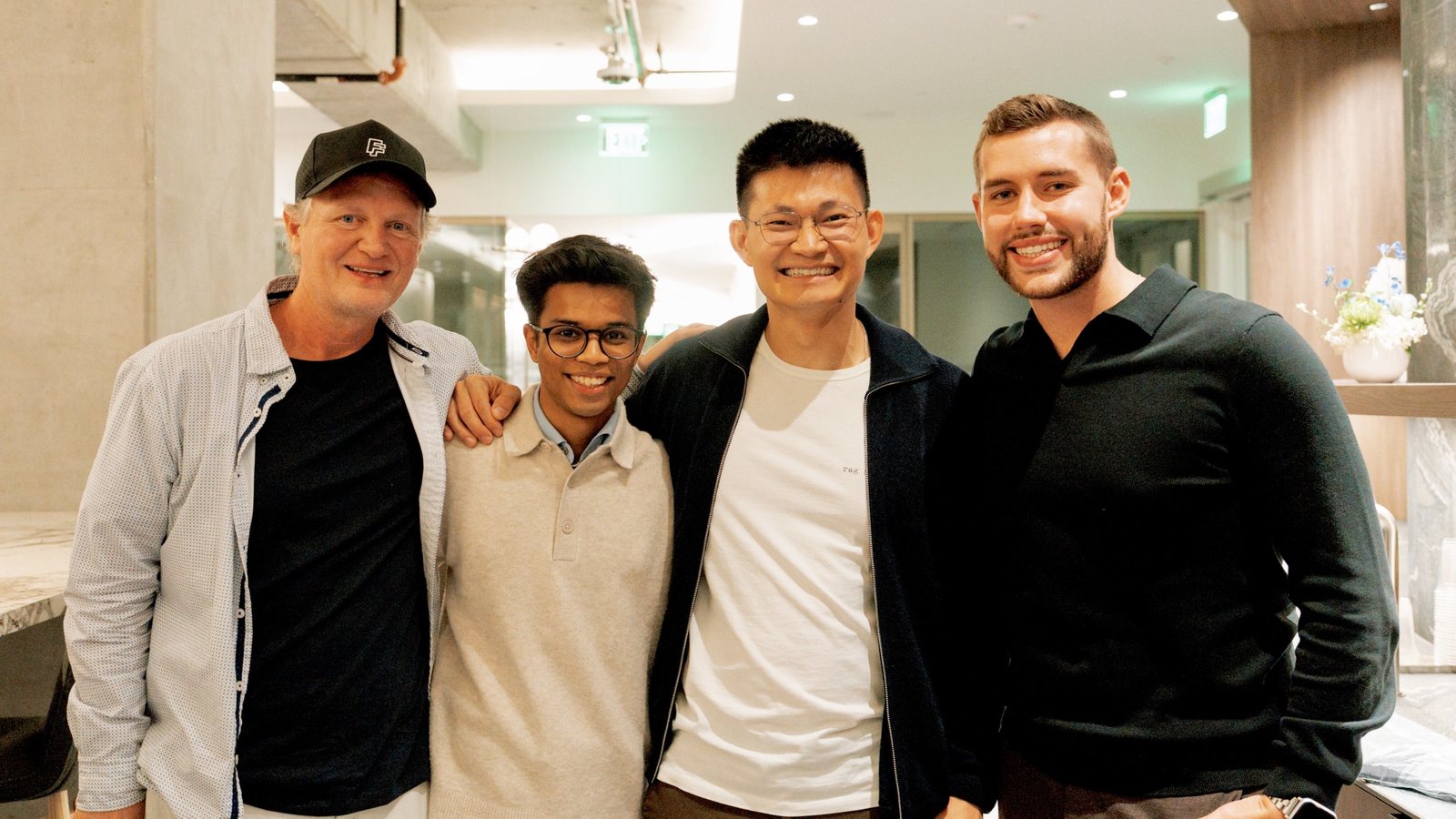 Jeff Erickson, Shivansh, Jian Tim and Adam Shaw at a private dinner